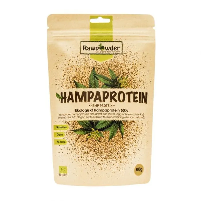 Hampeprotein pulver i beholder